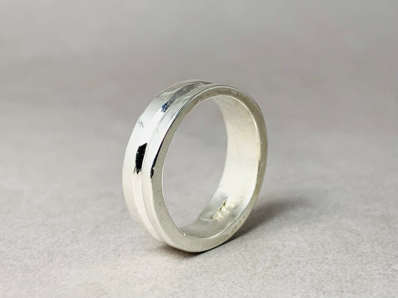 Massiver Silber-Bandring 925 Sterling Silber Ring Handgefertigter Daumenring Schlichter Ring Statement-Ring Boho Zarter Ring Geschenk für Sie