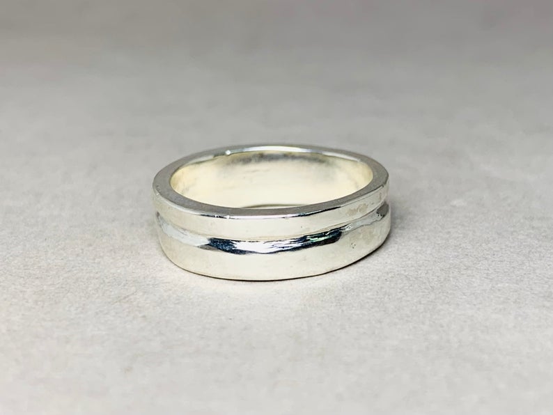 Massiver Silber-Bandring 925 Sterling Silber Ring Handgefertigter Daumenring Schlichter Ring Statement-Ring Boho Zarter Ring Geschenk für Sie