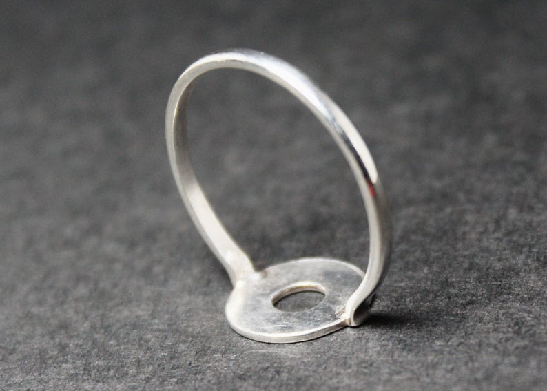 Silberner Scheibenring 925 Sterling Silber Handgemachter Silberschmuck Zarter Ring Filigraner Ring