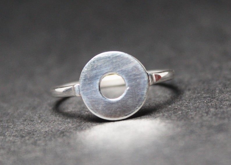 Silberner Scheibenring 925 Sterling Silber Handgemachter Silberschmuck Zarter Ring Filigraner Ring