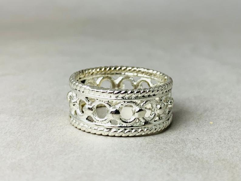 Breiter Silber Bandring 925 Sterling Silber Ring Massiver Silber Band Statement Ring Ehering Verlobungsring Geschenk für Sie