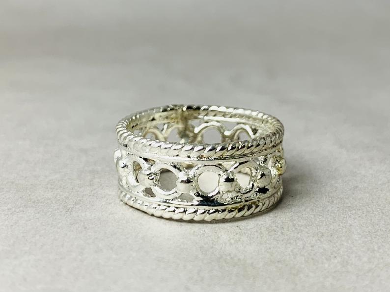 Breiter Silber Bandring 925 Sterling Silber Ring Massiver Silber Band Statement Ring Ehering Verlobungsring Geschenk für Sie