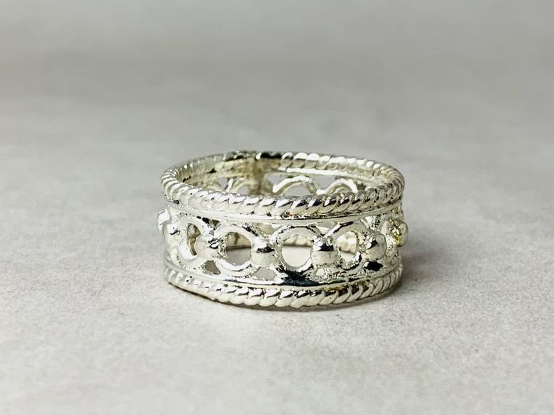 Breiter Silber Bandring 925 Sterling Silber Ring Massiver Silber Band Statement Ring Ehering Verlobungsring Geschenk für Sie
