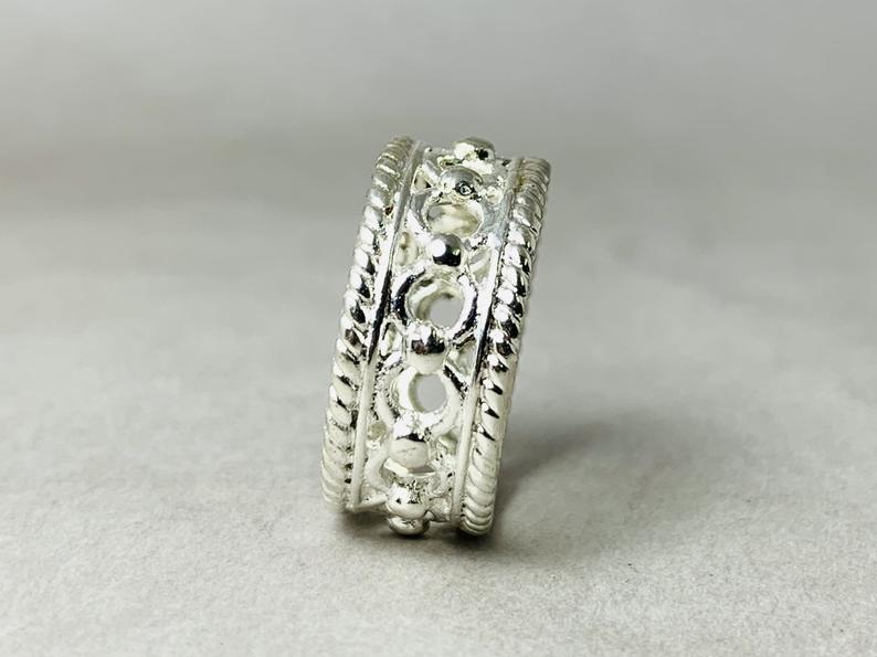 Breiter Silber Bandring 925 Sterling Silber Ring Massiver Silber Band Statement Ring Ehering Verlobungsring Geschenk für Sie