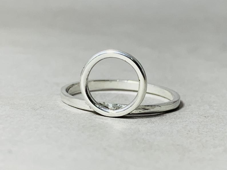 Offener Kreis Ring Silber Stapelring 925 Sterling Silber Handgemacht Schlichter Alltagsring Geschenk Für Sie