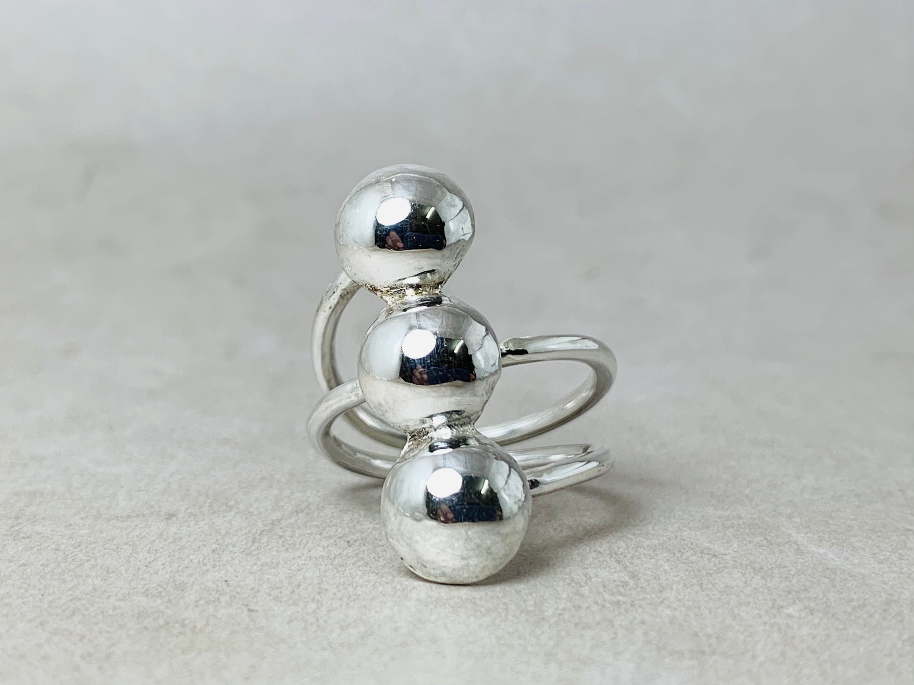 Triple Ball Ring 925 Sterling Silver Ring Statement Ring Handmade Unique Ring Gift for Her Everyday Ring