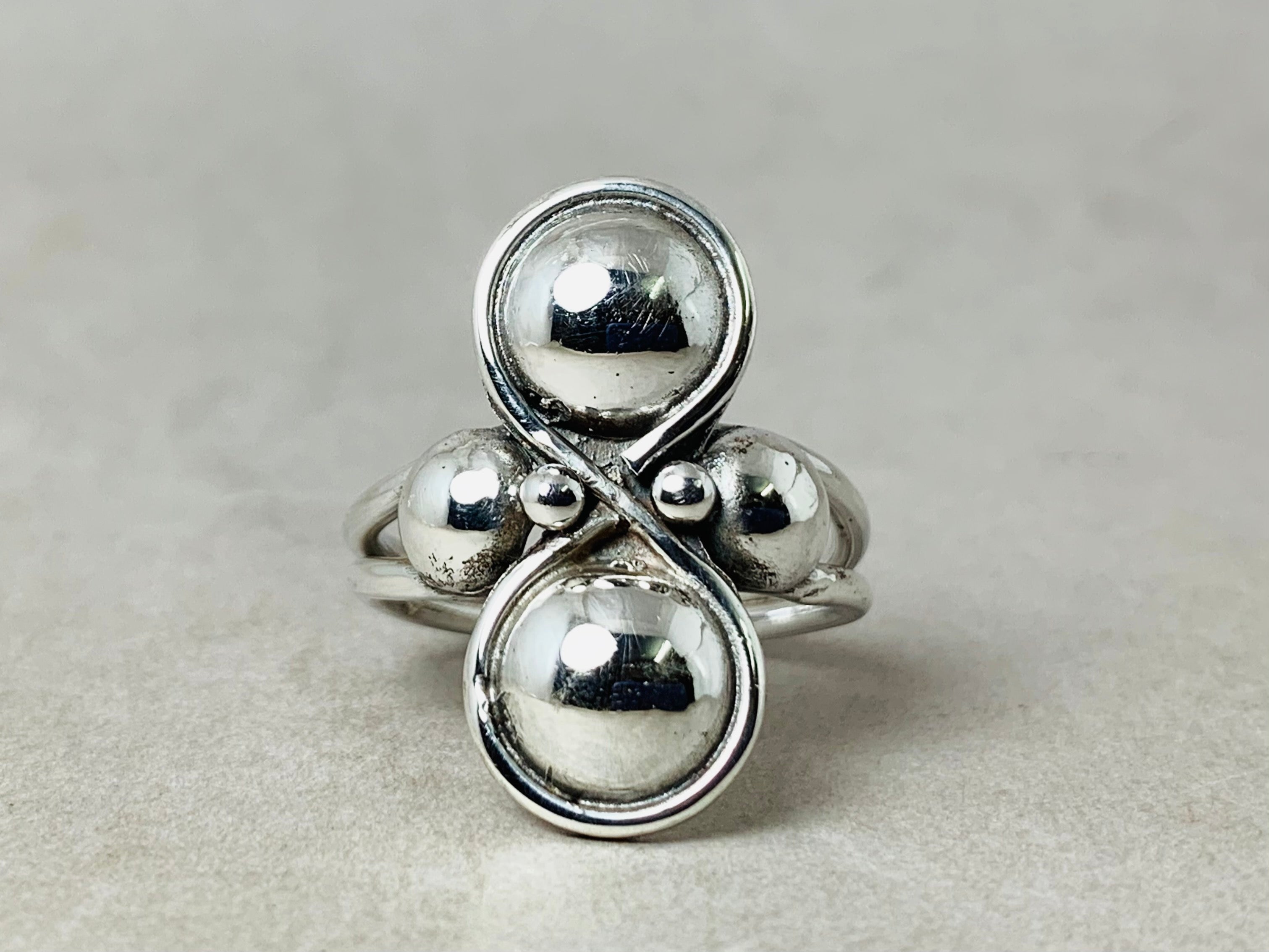 Doppelkugelring 925er Sterlingsilberring Damen Silberring Mutter Geschenk Schmuck Statement Ring Einzigartiger Ring