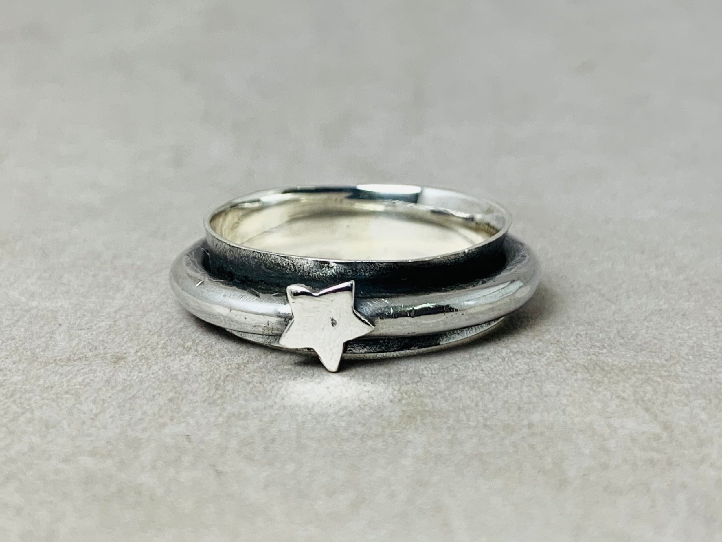 Stern-Spinner-Ring 925 Sterling Silber Ring Statement Ring Handgefertigter Ring Meditationsring Fidget Ring Schwerer Spinner-Ring