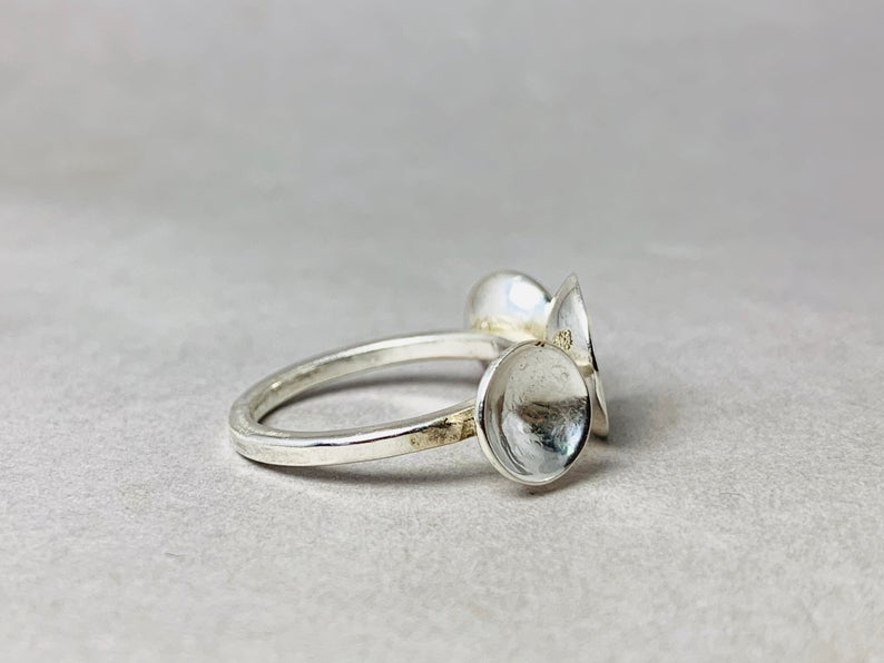 Becherring Drei Halbkugel Ring 925 Sterling Silber Kuppelring Alltagsschmuck Geschenk für Sie