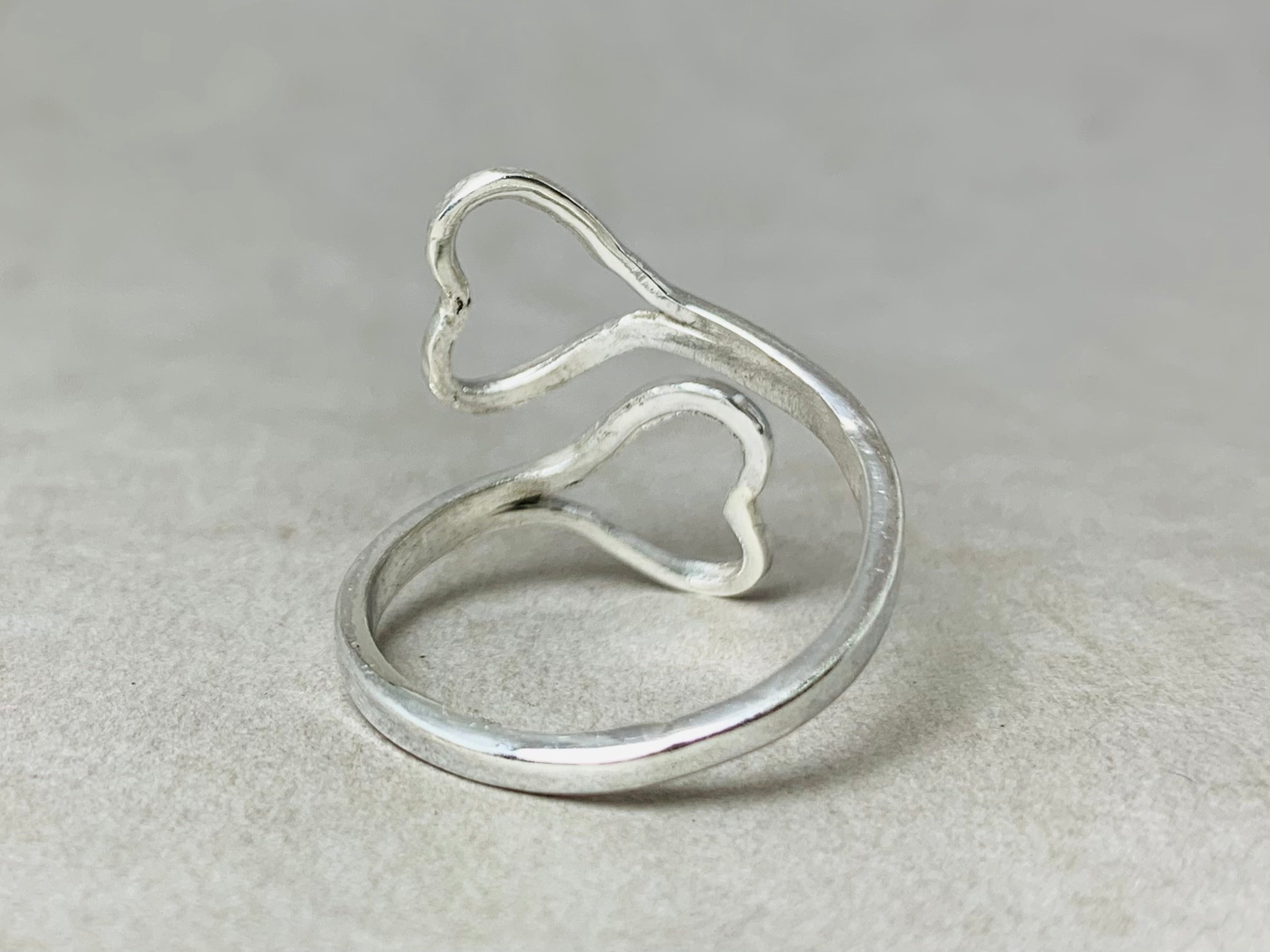 Doppel Herz Ring 925 Silber Ring Handgemachter Verstellbarer Ring Verlobungsring Statement Ring Romantischer Herz Ring