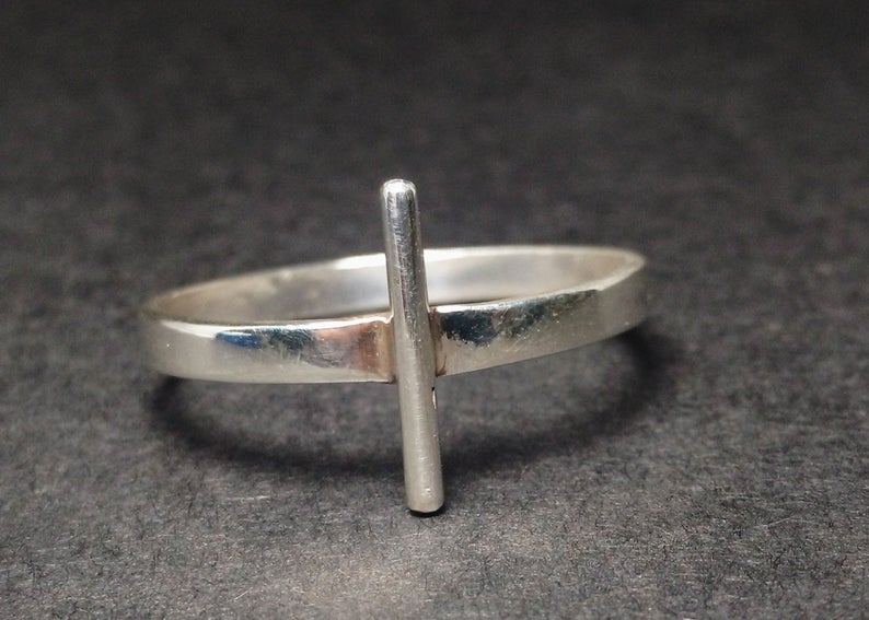 Silberner Barrenring 925 Sterling Silber Bandring Geschenk für sie Kreuzschmuck Ring für Frauen Moderner Ring