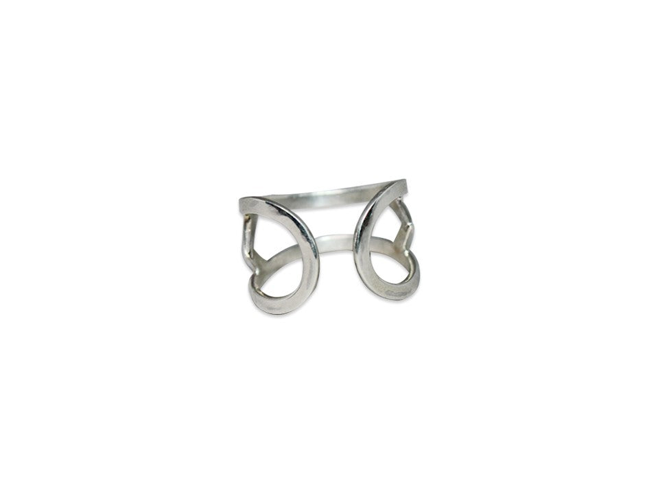 Doppelter Bandring 925 Sterling Silber Offener Bandring Verstellbarer Handgemachter Ring Silberschmuck