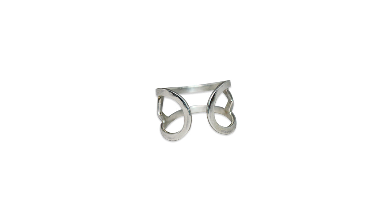 Doppelter Bandring 925 Sterling Silber Offener Bandring Verstellbarer Handgemachter Ring Silberschmuck
