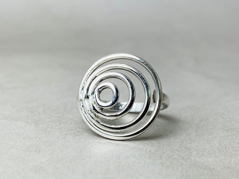 Spiralring 925er Sterlingsilber Handgefertigter Ring Geschenkring Alltagsring Einzigartiger Ring Damenring