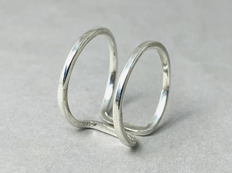 Offener Bandring 925 Silber Ring Boho Ring Silberring Statement Ring Sterling Silber Ring für Frauen Geschenkring