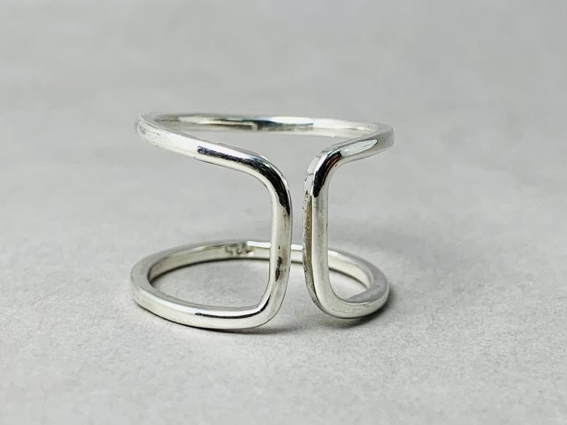 Offener Bandring 925 Silber Ring Boho Ring Silberring Statement Ring Sterling Silber Ring für Frauen Geschenkring