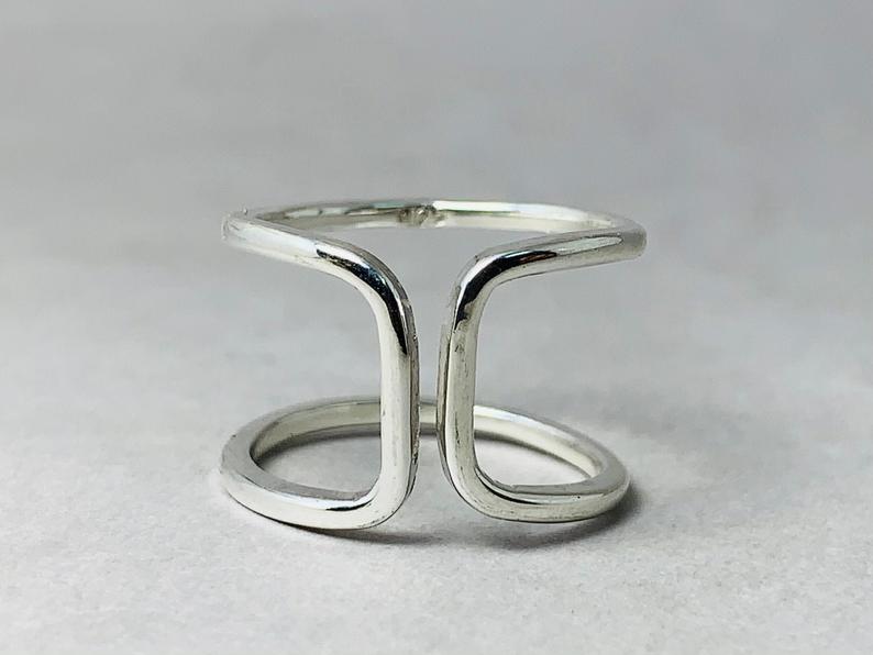 Offener Bandring 925 Silber Ring Boho Ring Silberring Statement Ring Sterling Silber Ring für Frauen Geschenkring