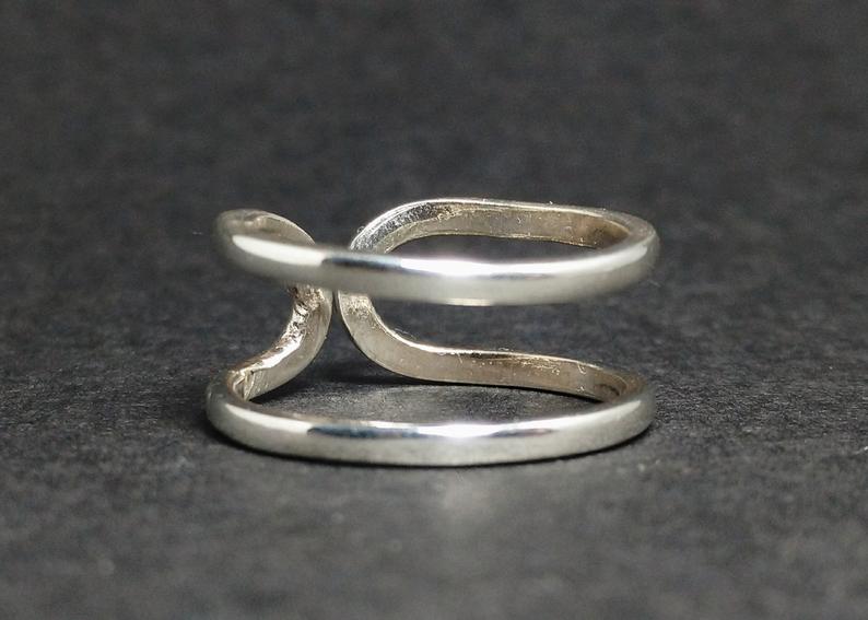 Doppelter Bandring Sterling Silber Ring Fingerring Offener Verstellbarer Ring Moderner Offener Ring Frauengeschenk Silberschmuck