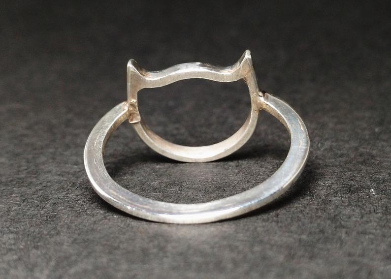 Silber Katze Ring 925 Sterling Silber Kätzchen Ring Katzenliebhaber Geschenk Silber Katzen Schmuck