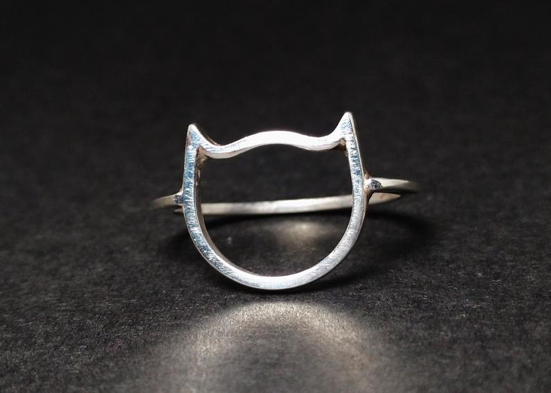 Silber Katze Ring 925 Sterling Silber Kätzchen Ring Katzenliebhaber Geschenk Silber Katzen Schmuck