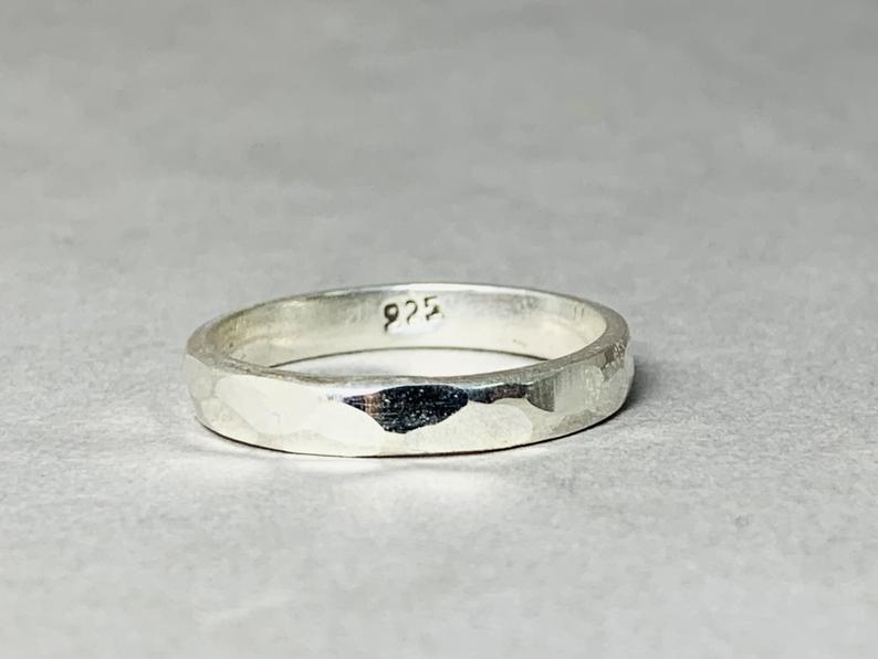 Gehämmerter Ring 925er Silberring Stapelring Silber Gehämmerter Ring Geschenk für sie
