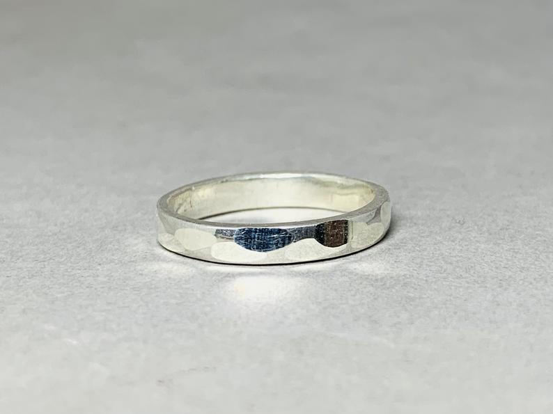 Gehämmerter Ring 925er Silberring Stapelring Silber Gehämmerter Ring Geschenk für sie