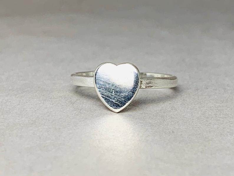 Herzring 925 Sterling Silber Stapelring Damen Geschenkring Herzform Zierlicher Ring Handgefertigter Ring