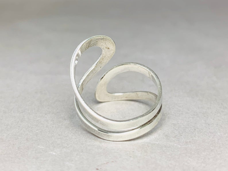 Spiral Band Ring Gedrehter Ring 925 Sterling Silber Handgemachter Ring Verstellbarer Ring Dicke Bandringe für Damen