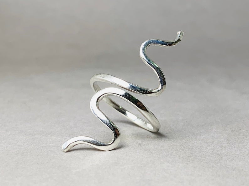 Silberschlange Ring 925 Sterling Silber Verstellbarer Ring Stapelring Zarter Schmuck Damenring