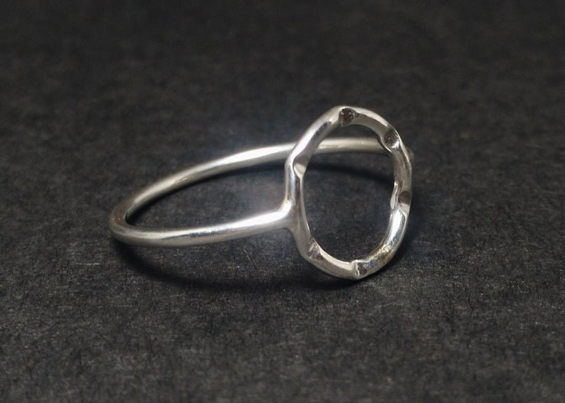 Offener Kreisring Karma-Ring 925 Sterling Silber Damenring Runder Ring Geschenk für Sie