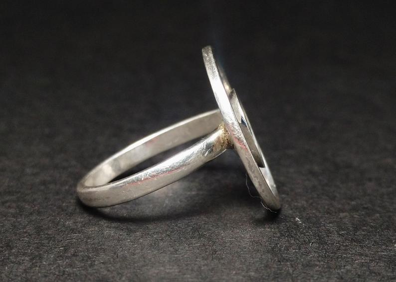 Silberner Kreisring 925 Sterlingsilber Runder Scheibenring für Damen Einzigartiger Ring Geschenk für Sie