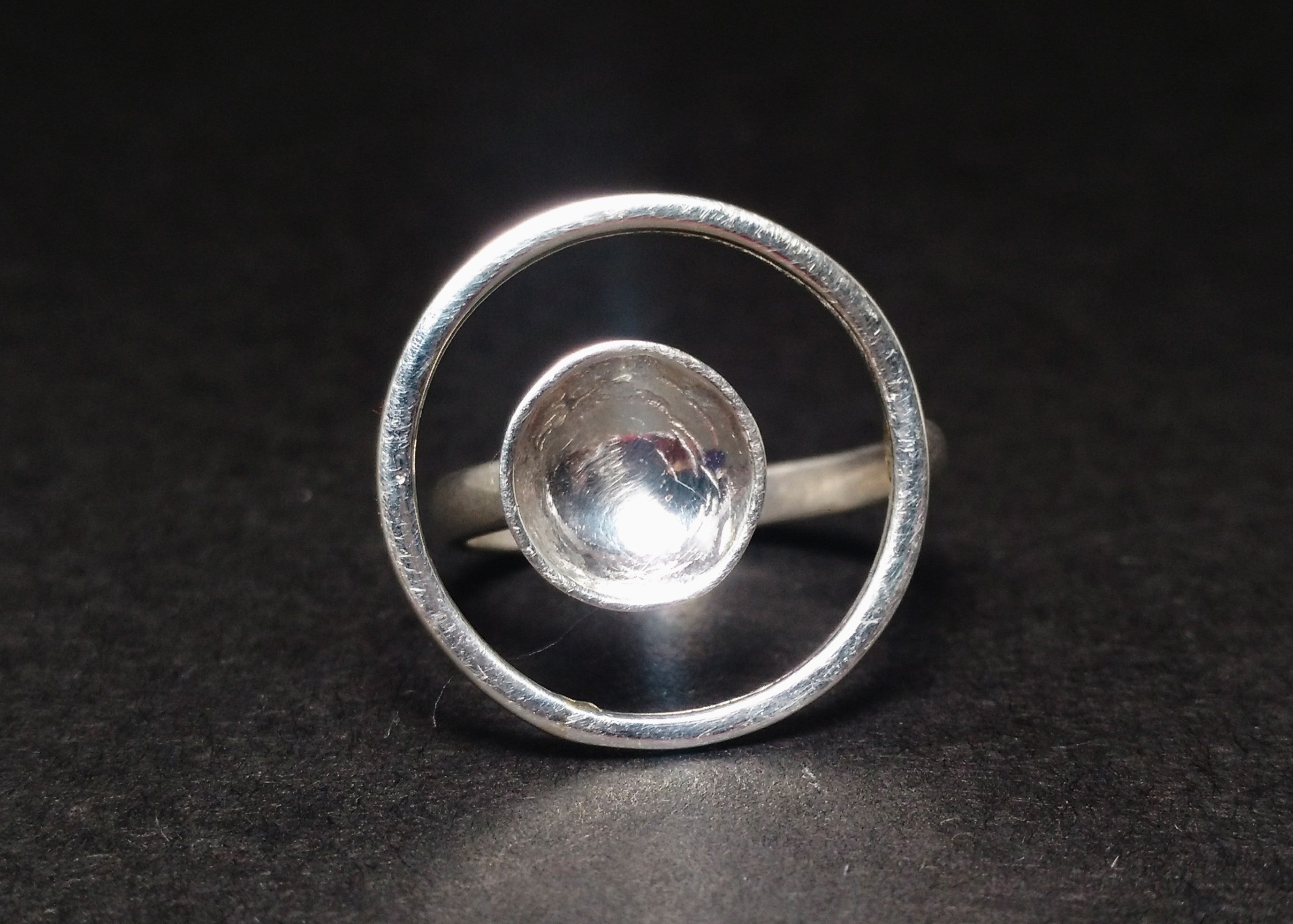 Silberner Kreisring 925 Sterlingsilber Runder Scheibenring für Damen Einzigartiger Ring Geschenk für Sie