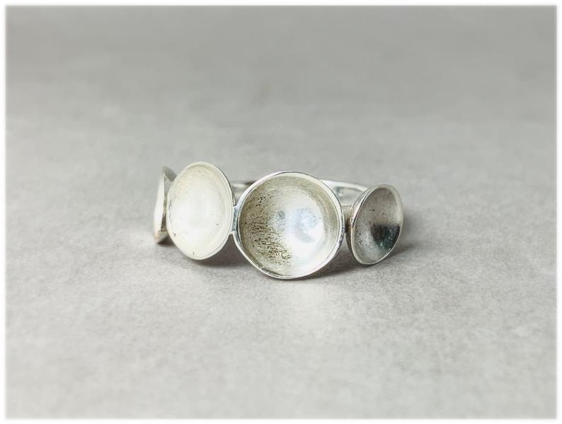 Gewölbter Ring 925 Sterling Silber Handgemachter Kreisring Einzigartiger Ring Geschenk Für Sie Statement-Ring