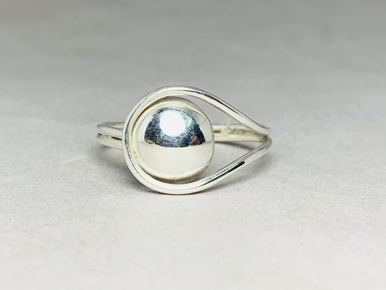Silberkugelring 925 Sterling Silber Kugelring Verstellbarer Ring Stapelring Handgemachter Ring Geschenkring