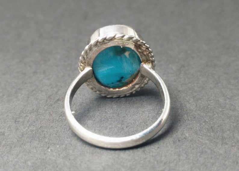 Blauer Türkis Ring 925 Sterling Silber Handgemachter Blauer Edelsteinring Schlichter Ring Alltagsring Yoga Ring Geschenk für Mutter Edler Ring
