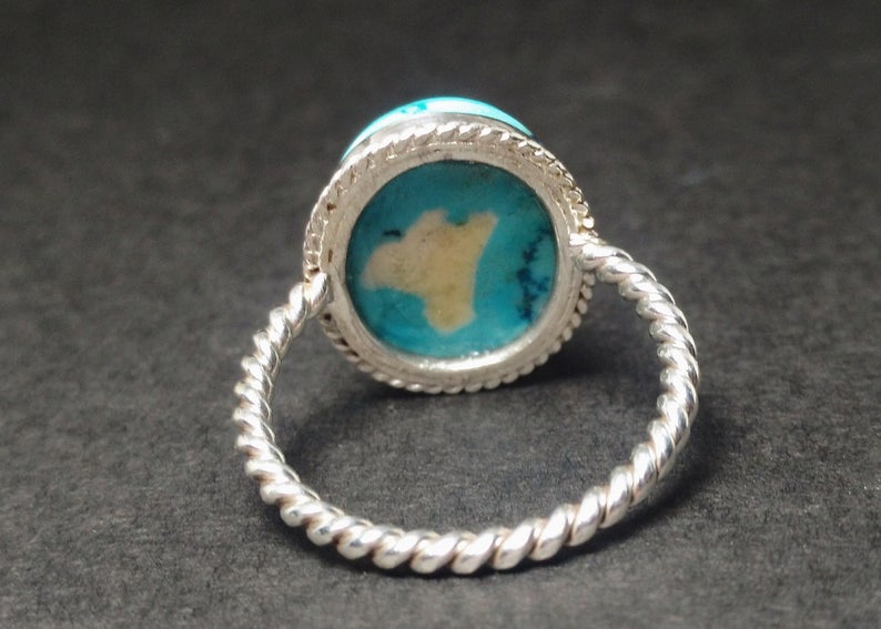 925er Sterling Silber Türkisring Handgefertigter Damenring Böhmischer ovaler Türkisring Blauer Steinring