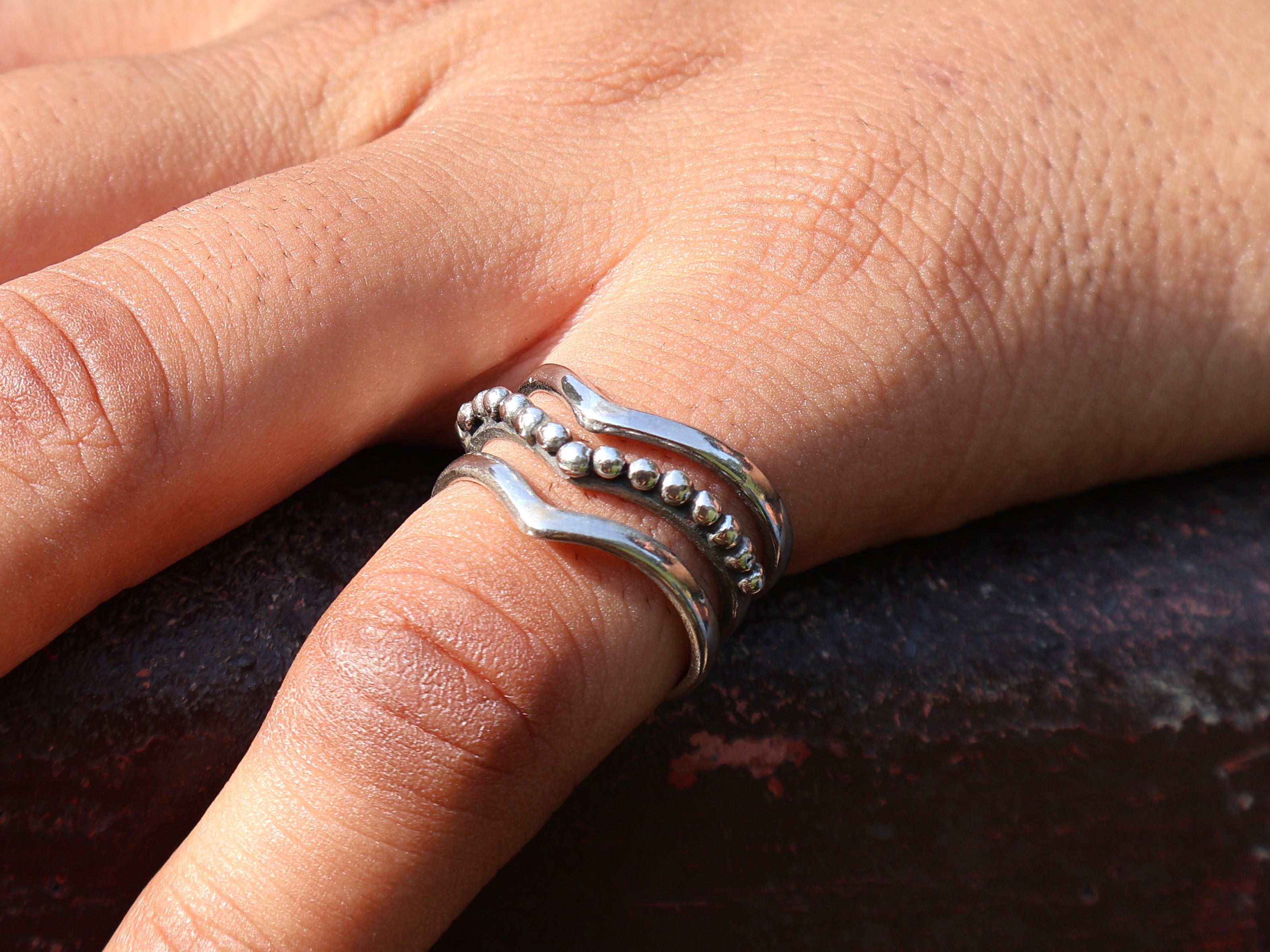 Dreifach-Bandring 925er Sterlingsilber Ring Handgemachter Bandring Einzigartiger Ring Geschenkring Für Sie