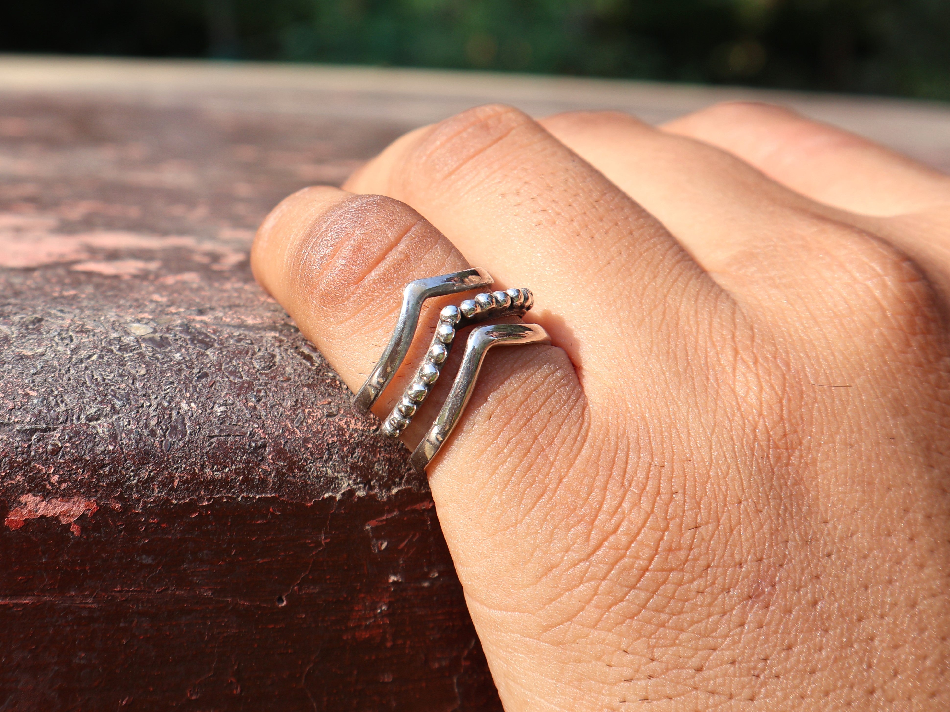 Dreifach-Bandring 925er Sterlingsilber Ring Handgemachter Bandring Einzigartiger Ring Geschenkring Für Sie