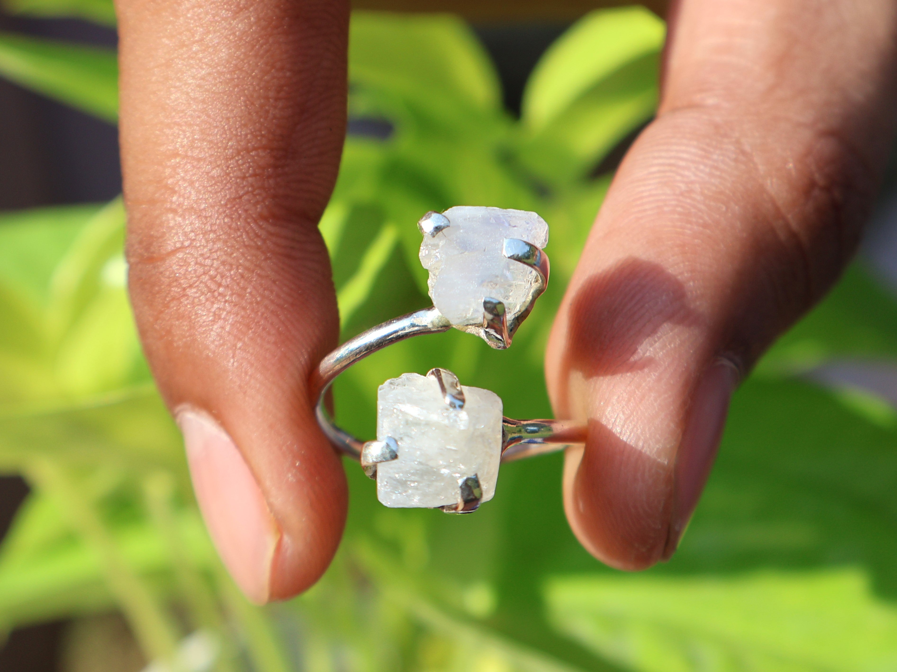 Raw Rainbow moonstone Ring 925 Sterling Silver Ring Women Ring Handmade Silver Ring Gift For Her