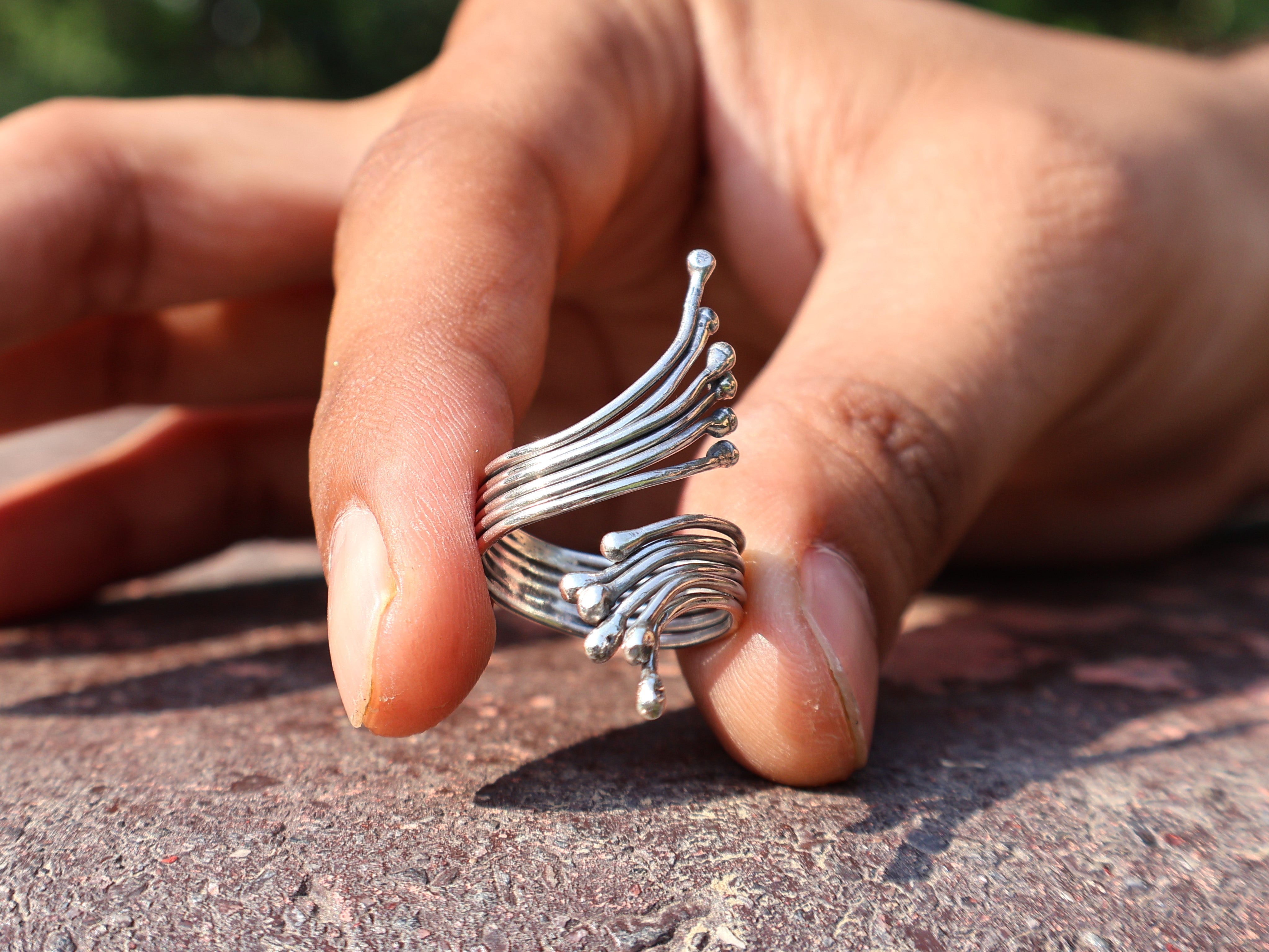 Handgefertigter wunderschöner Spiralring 925 Sterling Silber Damenring Einzigartiger Statement-Ring Geschenk für sie