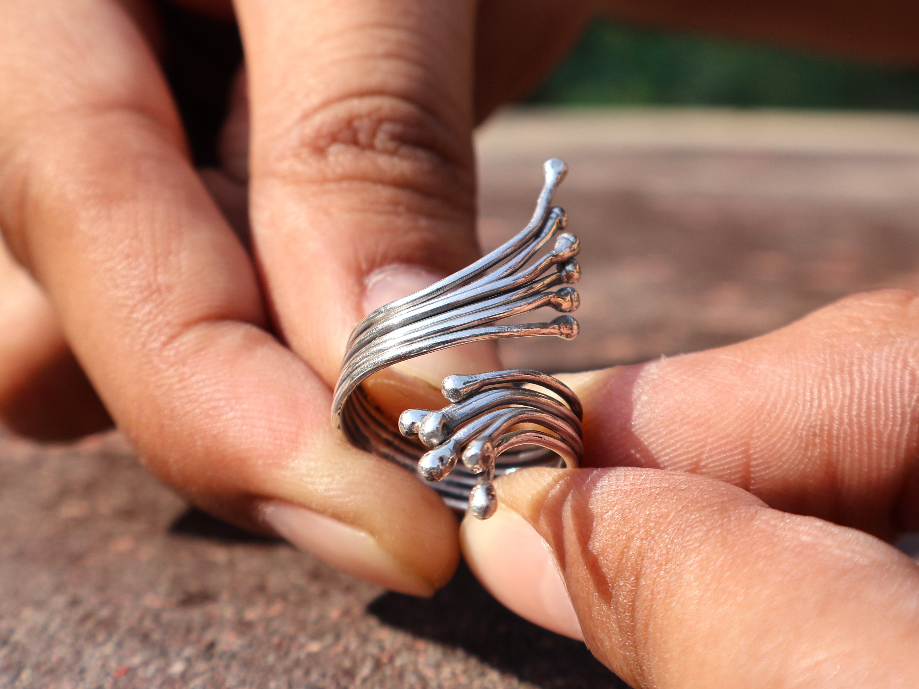 Handgefertigter wunderschöner Spiralring 925 Sterling Silber Damenring Einzigartiger Statement-Ring Geschenk für sie
