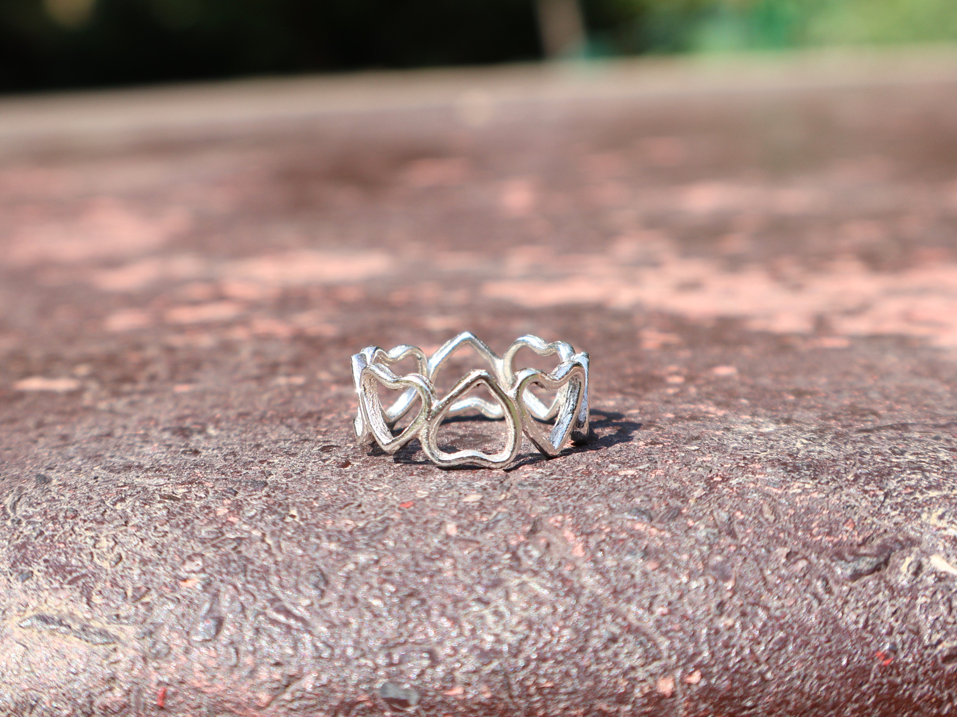 Open Heart Ring 925 massiver Sterlingsilber Ring Minimalistischer Herz-Liebes-Ring Handgemachter Boho Ring Geschenk Für Sie