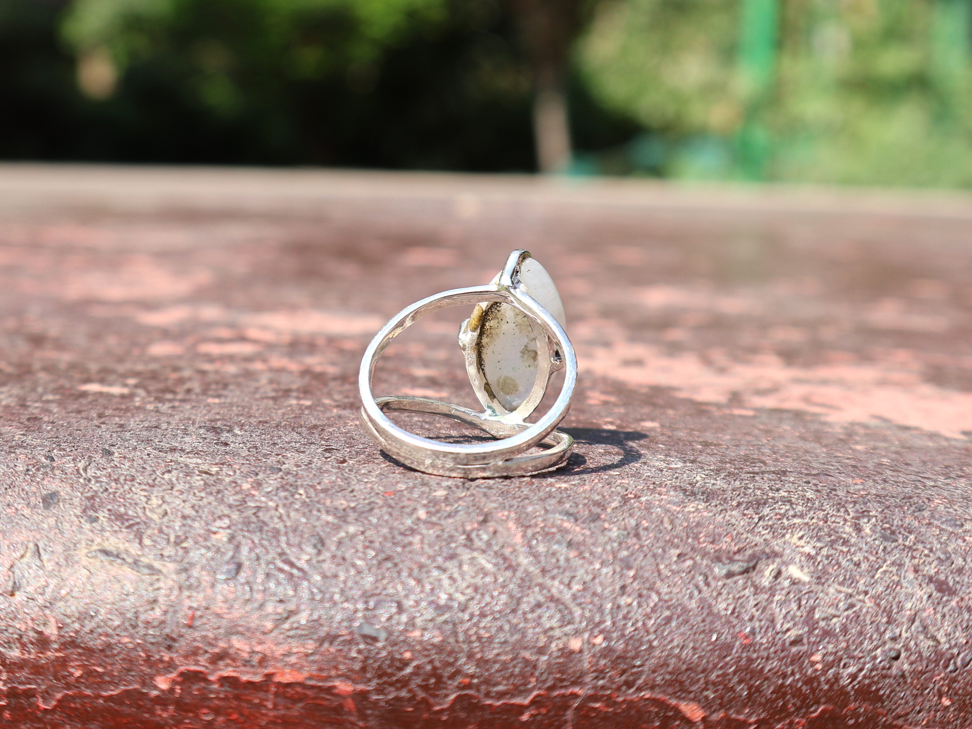925 Sterling Silver Rainbow Moonstone Ring Women Ring Natural Moonstone Ring Blue Fire Ring Birthstone Gemstone Ring Jewelry