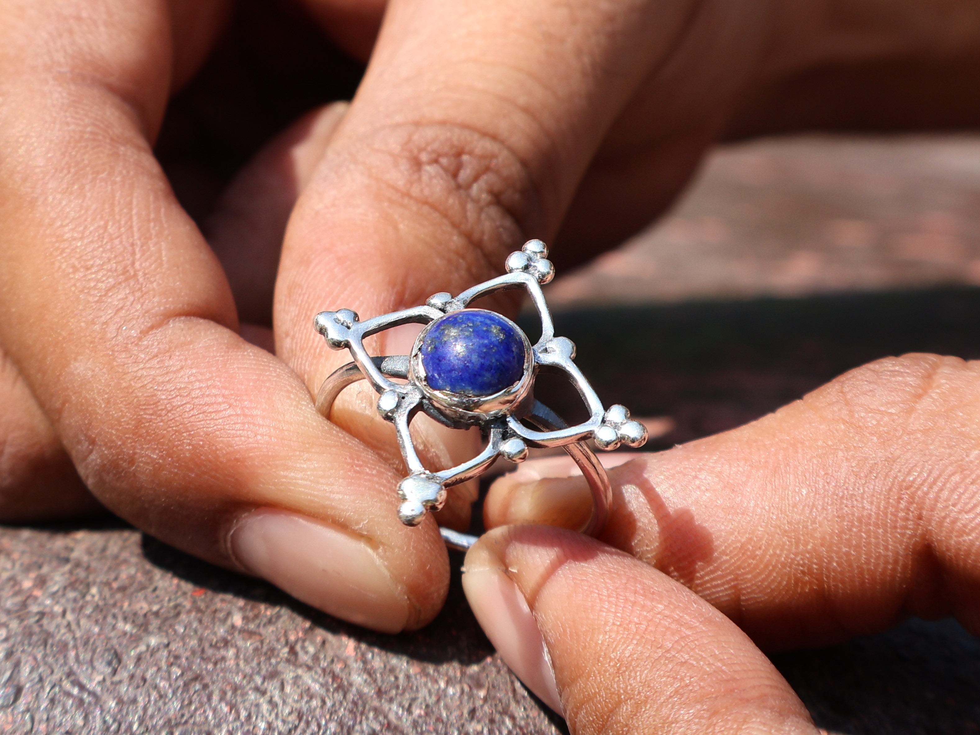 Natürlicher Lapislazuli Ring 925 Sterling Silber Ring Zierlicher Silber Lapislazuli Edelstein Geschenkring Für Frauen Verlobungsring