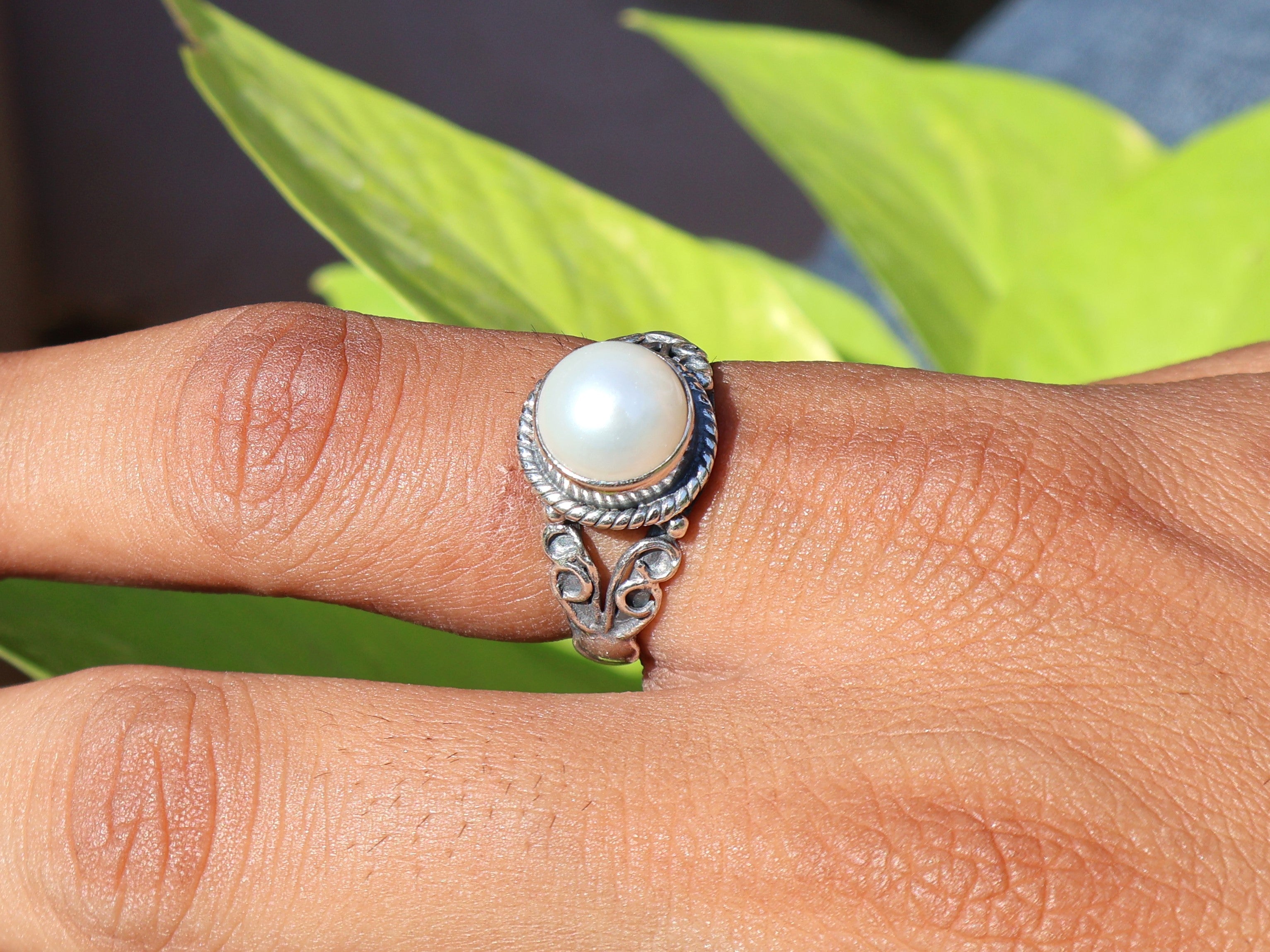 Süßwasser Perlenring 925 Silber Statement Ring Handgemachter Ring Geschenk für Sie Boho Zierlicher Ring