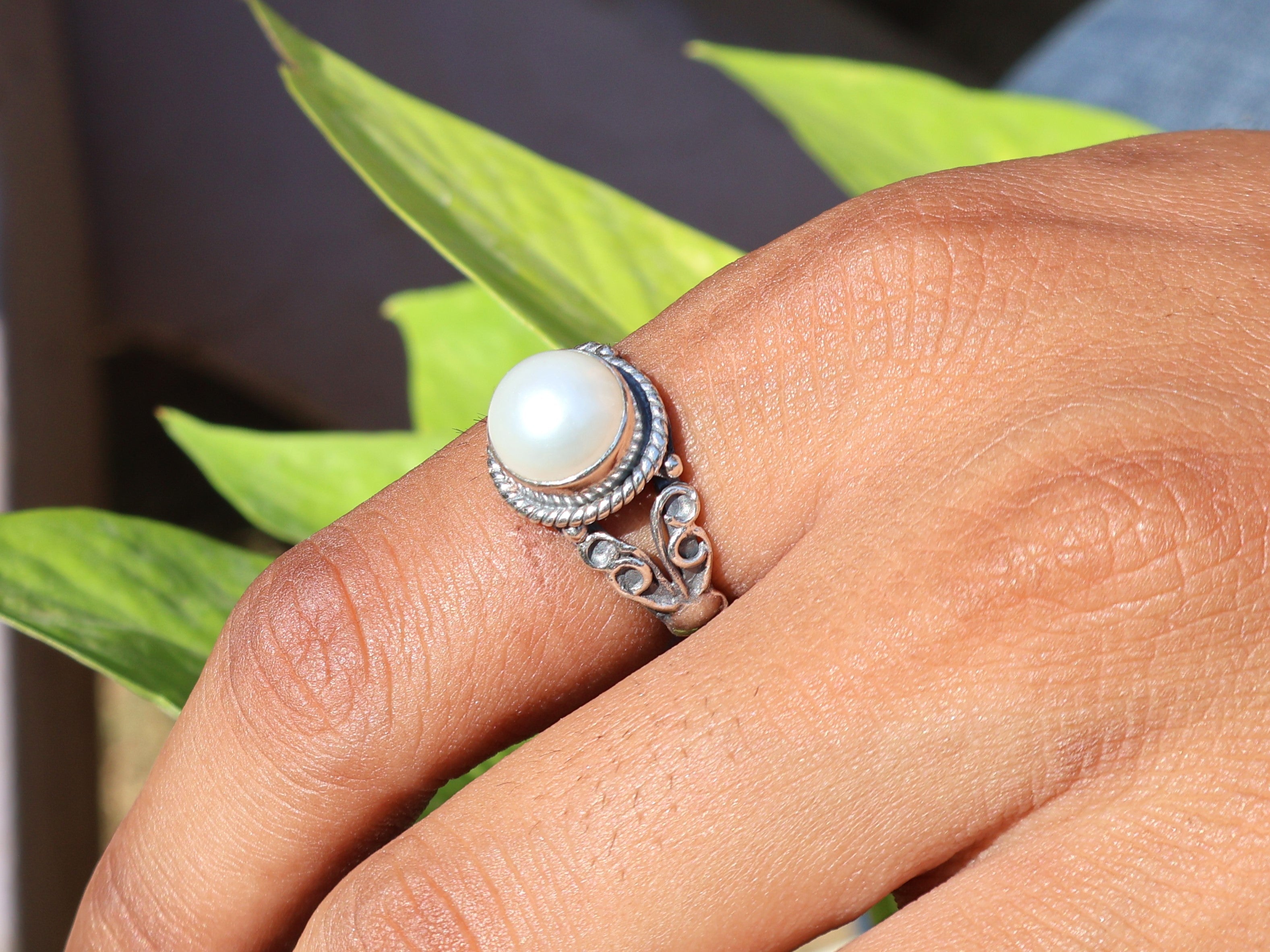 Süßwasser Perlenring 925 Silber Statement Ring Handgemachter Ring Geschenk für Sie Boho Zierlicher Ring