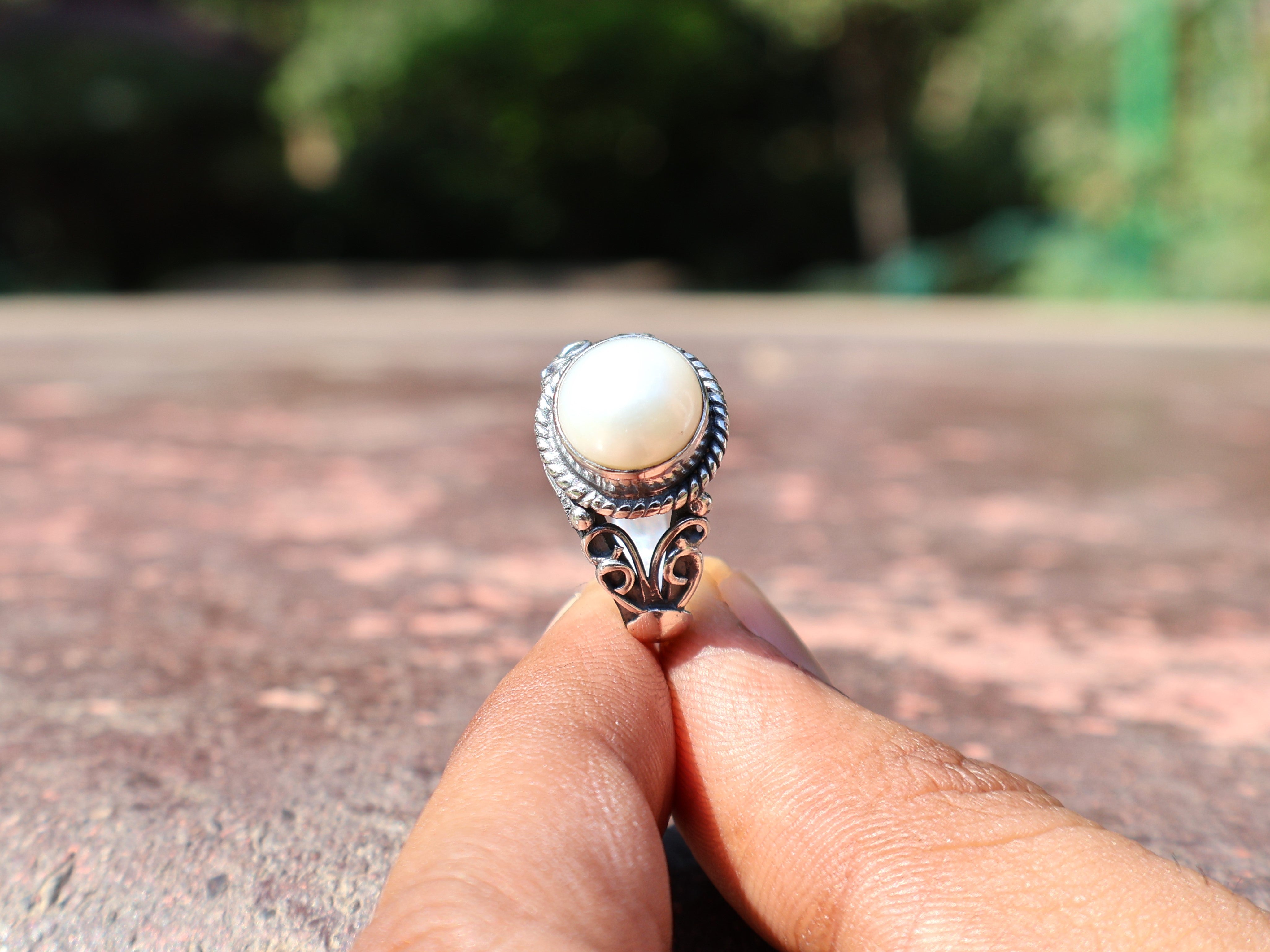 Süßwasser Perlenring 925 Silber Statement Ring Handgemachter Ring Geschenk für Sie Boho Zierlicher Ring