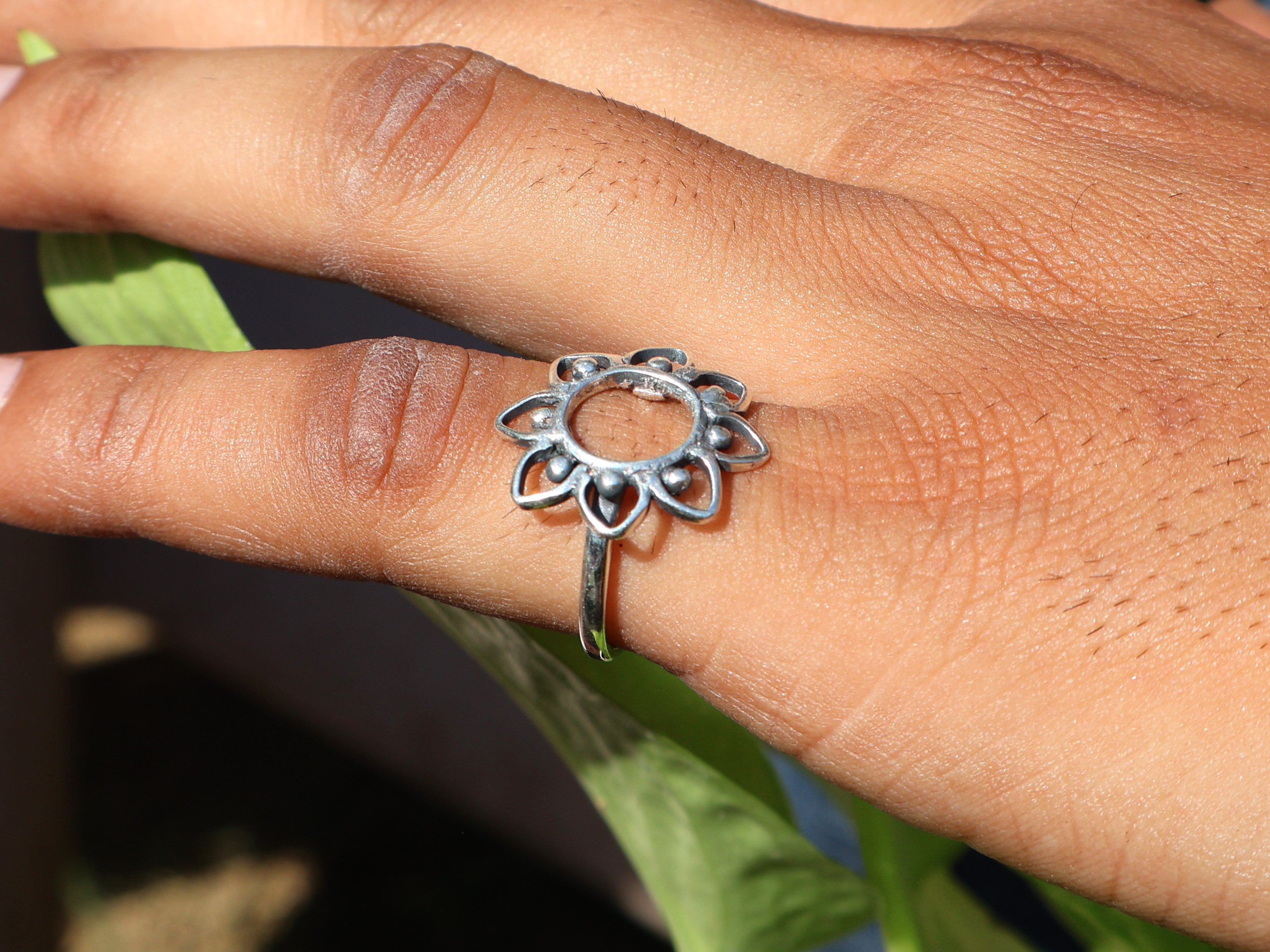 Blumenring 925 Sterling Silber Statement Ring Handgemachter Ring Geschenk für Sie Böhmischer Schmuck
