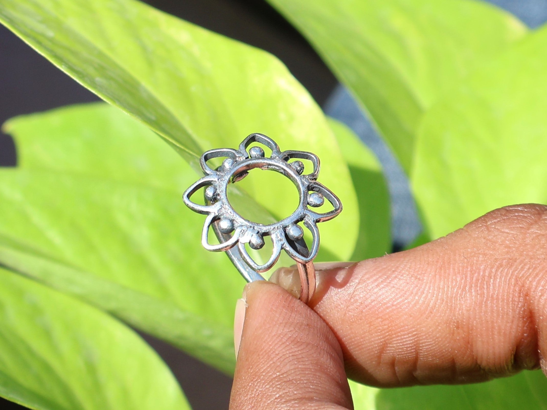 Blumenring 925 Sterling Silber Statement Ring Handgemachter Ring Geschenk für Sie Böhmischer Schmuck