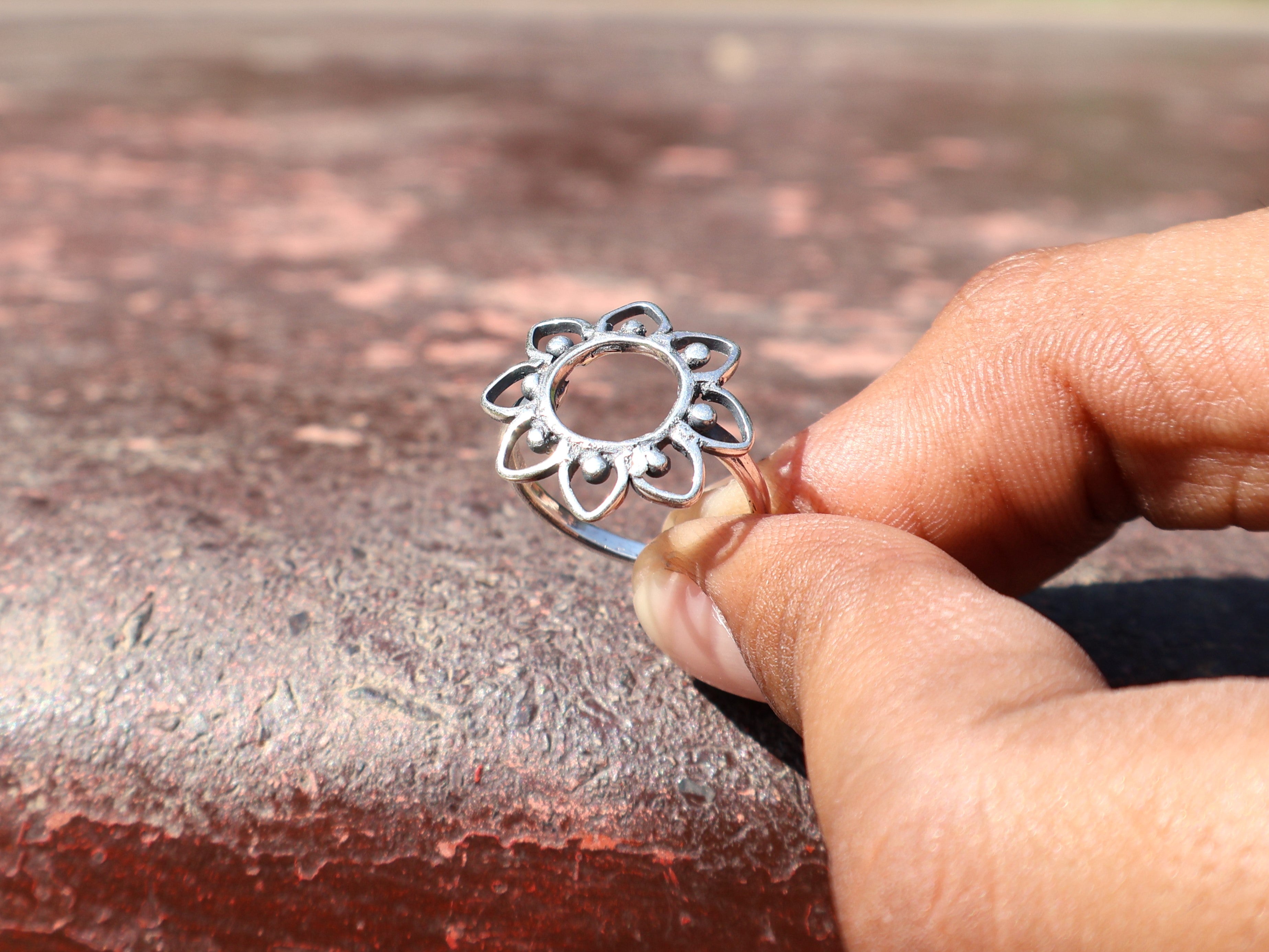 Blumenring 925 Sterling Silber Statement Ring Handgemachter Ring Geschenk für Sie Böhmischer Schmuck